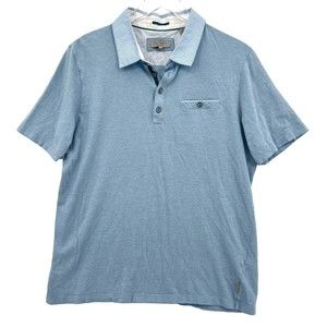 Ted Baker Fishing Short Sleeve Printed Polo Blue Cotton Casual Mens Size 5 US 43